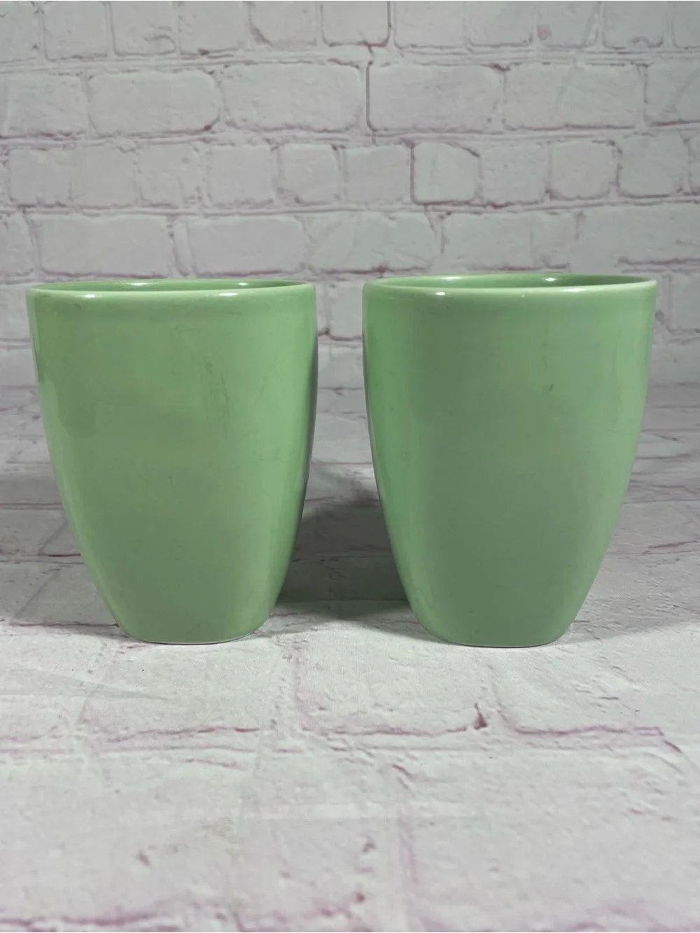 IKEA 365+ Susan Pryke Green 10oz Stoneware Mugs Portugal Set of 2